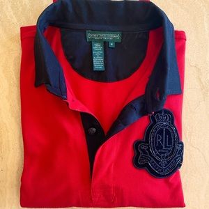 Ralph Lauren red/black embellished top. Size M.